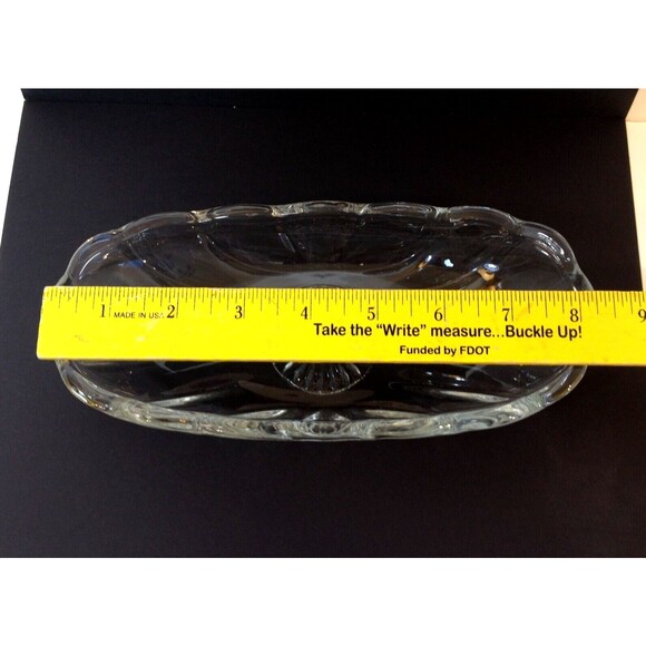 Vintage Clear Crystal Cut Glass Oval Relish Serving Dish Bowl Candy Nuts 8x4" - Picture 6 of 8